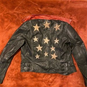 Mauritius Lamb Leather Jacket with Star Design